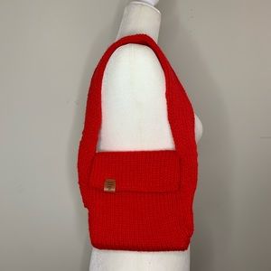 Medium Knitted Handmade Messenger Bag | Color: Red